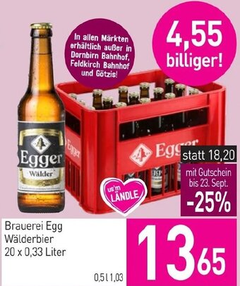 Sutterlüty Brauerei Egg Wälderbier 20 x 0,33 Liter Angebot