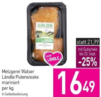 Sutterlüty Metzgerei Walser Ländle Putensteaks mariniert per kg Angebot