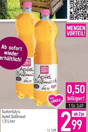 Sutterlüty Sutterlüty's Apfel Süßmost 1,5 Liter Angebot