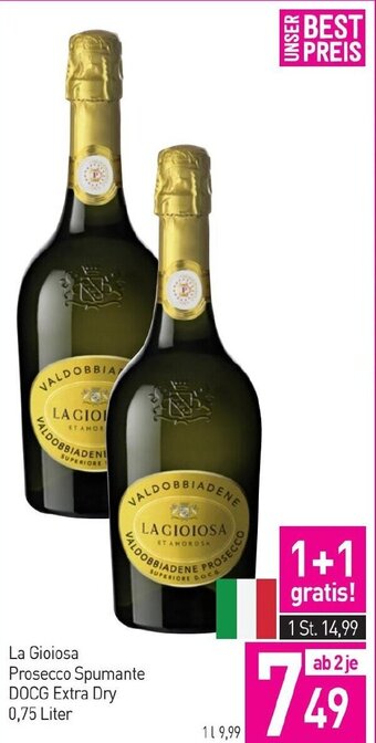 Sutterlüty La Gioiosa Prosecco Spumante DOCG Extra Dry 0,75 Liter Angebot