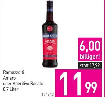 Sutterlüty Ramazzotti Amaro oder Aperitivo Rosato 0,7 Liter Angebot