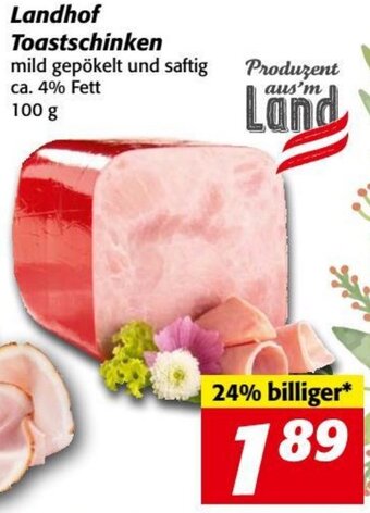 Nah&Frisch Landhof Toastschinken 100g Angebot