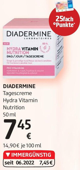 dm DIADERMINE Tagescreme Hydra Vitamin Nutrition 50 ml Angebot
