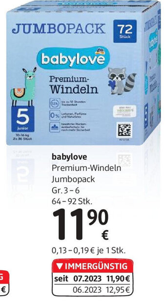 dm babylove Premium-Windeln Jumbopack Angebot
