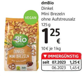 dm Dinkel Mini Brezeln VEGAN ohne Aufstreusalz 125 g Angebot