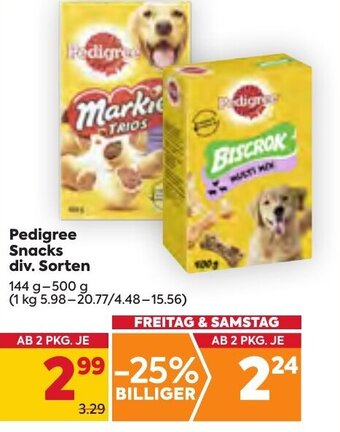 Billa Pedigree Snacks div. Sorten 144 g- 500 g Angebot