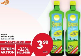 Billa Rapso Reines Rapsöl 0,75 Liter Angebot