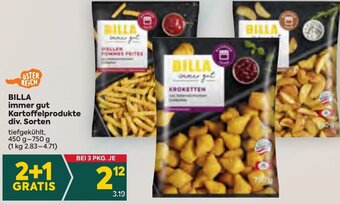 Billa BILLA immer gut Kartoffelprodukte div. Sorten tiefgekühlt, 450 g-750 g Angebot