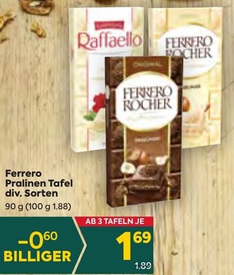 Billa Ferrero Pralinen Tafel div. Sorten 90g Angebot