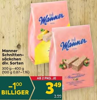 Billa Manner Schnitten-säckchen div. Sorten 300g- 400g Angebot