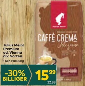 Billa Julius Meinl Premium od. Vienna div. Sorten 1 Kilo Packung Angebot