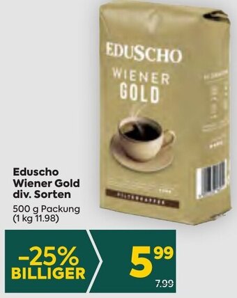 Billa Eduscho Wiener Gold div. Sorten 500 g Packung Angebot
