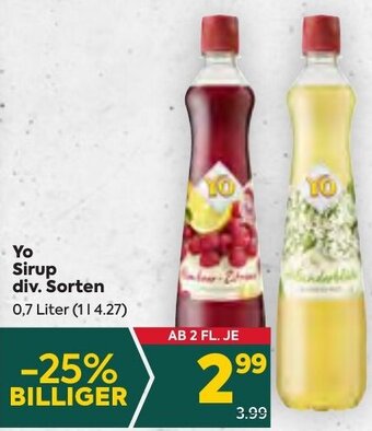 Billa Yo Sirup div. Sorten 0,7 Liter Angebot