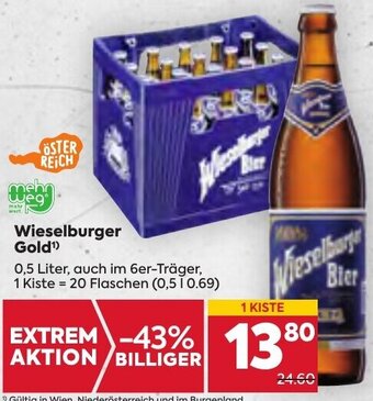 Billa Wieselburger Gold¹) 0,5 Liter, auch im 6er-Träger, Angebot