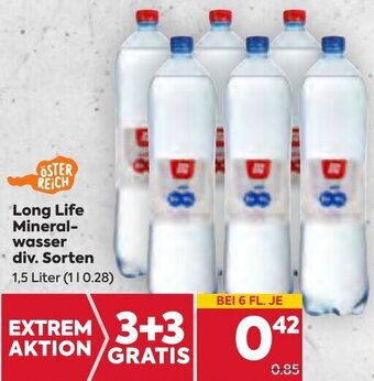 Billa Long Life Mineral-wasser div. Sorten 1,5 Liter Angebot