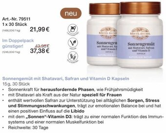 Bärbel Drexel Sonnengemüt mit Shatavari, Safran und Vitamin D Kapseln 15g, 30 Stück Angebot