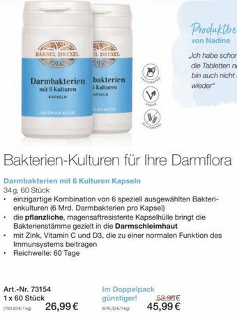 Bärbel Drexel Darmbakterien mit 6 Kulturen Kapseln 34g, 60 Stück Angebot