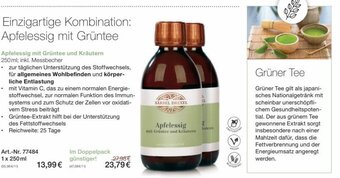 Apfelessig mit Grüntee und Kräutern 250ml; inkl. Messbecher