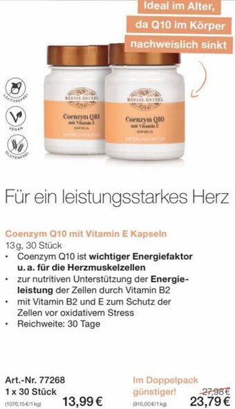 Bärbel Drexel Coenzym Q10 mit Vitamin E Kapseln 13g, 30 Stück Angebot
