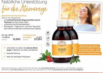 Atemkraft mit Thymian Sirup 200 ml; inkl. Messbecher