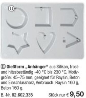 Buttinette 11 Gießform ,,Anhänger" Angebot