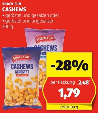 Hofer Snack Fun CASHEWS 200g Angebot