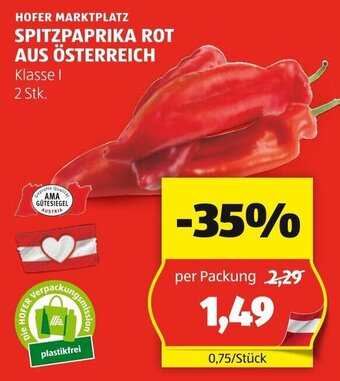 Hofer HOFER MARKTPLATZ SPITZPAPRIKA ROT AUS ÖSTERREICH Angebot