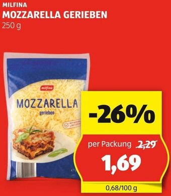 Hofer MILFINA MOZZARELLA GERIEBEN 250 g Angebot