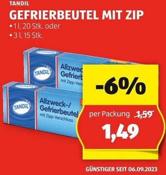 Hofer TANDIL GEFRIERBEUTEL MIT ZIP Angebot