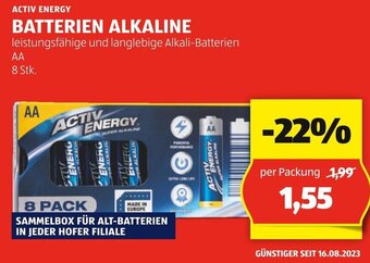Hofer ACTIV ENERGY BATTERIEN ALKALINE Angebot