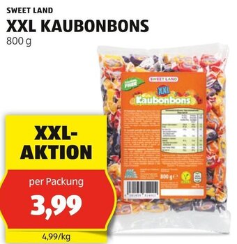Hofer SWEET LAND XXL KAUBONBONS 800g Angebot