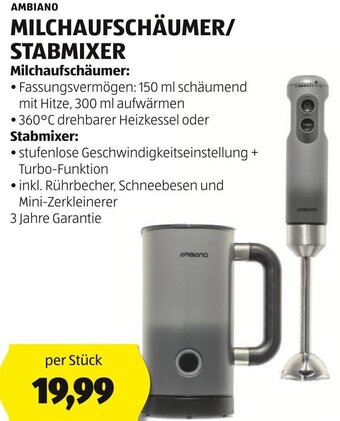 Hofer AMBIANO MILCHAUFSCHÄUMER/ STABMIXER Angebot