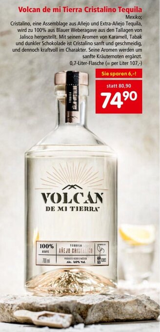 Interspar Volcan de mi Tierra Cristalino Tequila 0,7 Liter Angebot