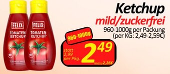 Wurstico Ketchup mild/zuckerfrei 960-1000g per Packung Angebot