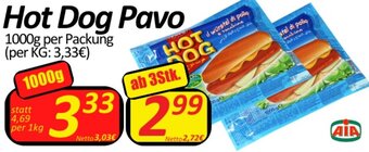 Wurstico Hot Dog Pavo 1000g per Packung Angebot