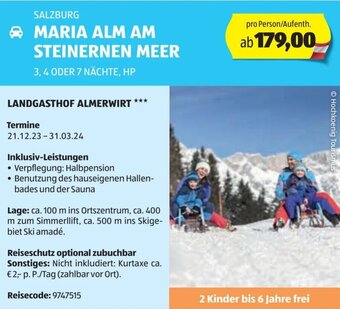 Hofer Reisen SALZBURG MARIA ALM AM STEINERNEN MEER Angebot
