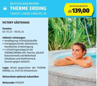 Hofer Reisen DEUTSCHLAND/BAYERN THERME ERDING 1 NACHT, 2 ODER 3 NÄCHTE, ÜF Angebot