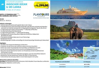 Hofer Reisen KREUZFAHRT & RUNDREISE INDISCHER OZEAN 27 TAGE, HP, VP UND AI Angebot