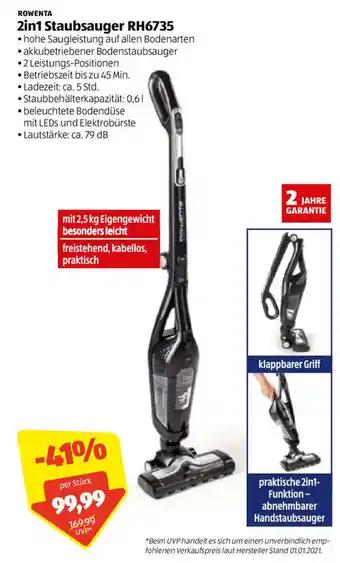 Hofer 2in1 Staubsauger RH6735 Angebot