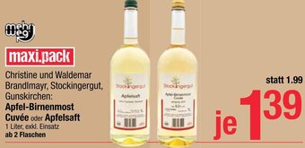 Maximarkt Apfel-Birnenmost Cuvée oder Apfelsaft 1 Liter Angebot