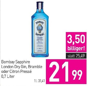 Sutterlüty Bombay Sapphire London Dry Gin, Bramble oder Citron Pressé 0,7 Liter Angebot
