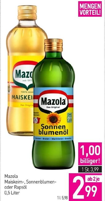 Sutterlüty Mazola Maiskeim-, Sonnenblumen- oder Rapsöl 0,5 Liter Angebot