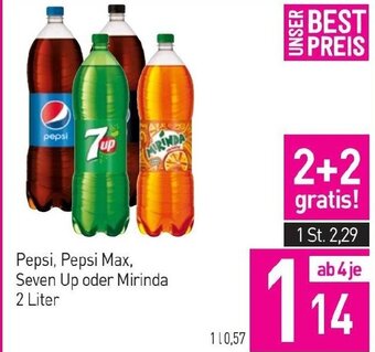 Sutterlüty Pepsi, Pepsi Max, Seven Up oder Mirinda 2 Liter Angebot