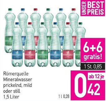 Sutterlüty Römerquelle Mineralwasser prickelnd, mild oder still 1,5 Liter Angebot