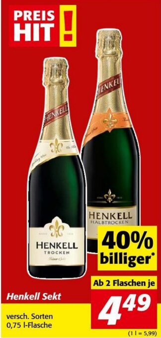 Nah&Frisch Henkell Sekt versch. Sorten 0,75 l-Flasche Angebot