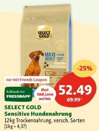 Fressnapf SELECT GOLD Sensitive Hundenahrung 12kg Angebot
