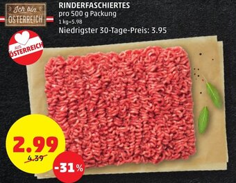 PENNY RINDERFASCHIERTES pro 500 g Packung Angebot
