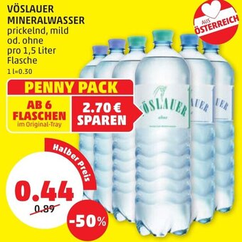 PENNY VÖSLAUER MINERALWASSER prickelnd, mild od. ohne pro 1,5 Liter Angebot