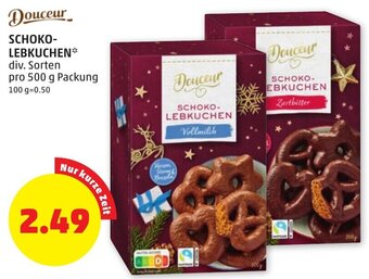 PENNY Douceur SCHOKO-LEBKUCHEN* div. Sorten pro 500 g Packung Angebot