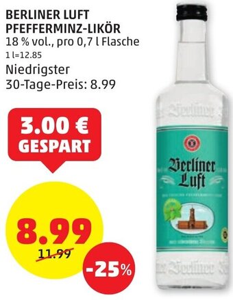 PENNY BERLINER LUFT PFEFFERMINZ-LIKÖR Angebot